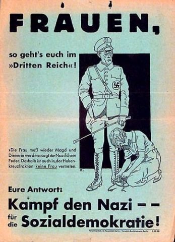 Sozialdemokratisches Plakat Frauen, so ergeht es euch unter dem Nationalsozialismus